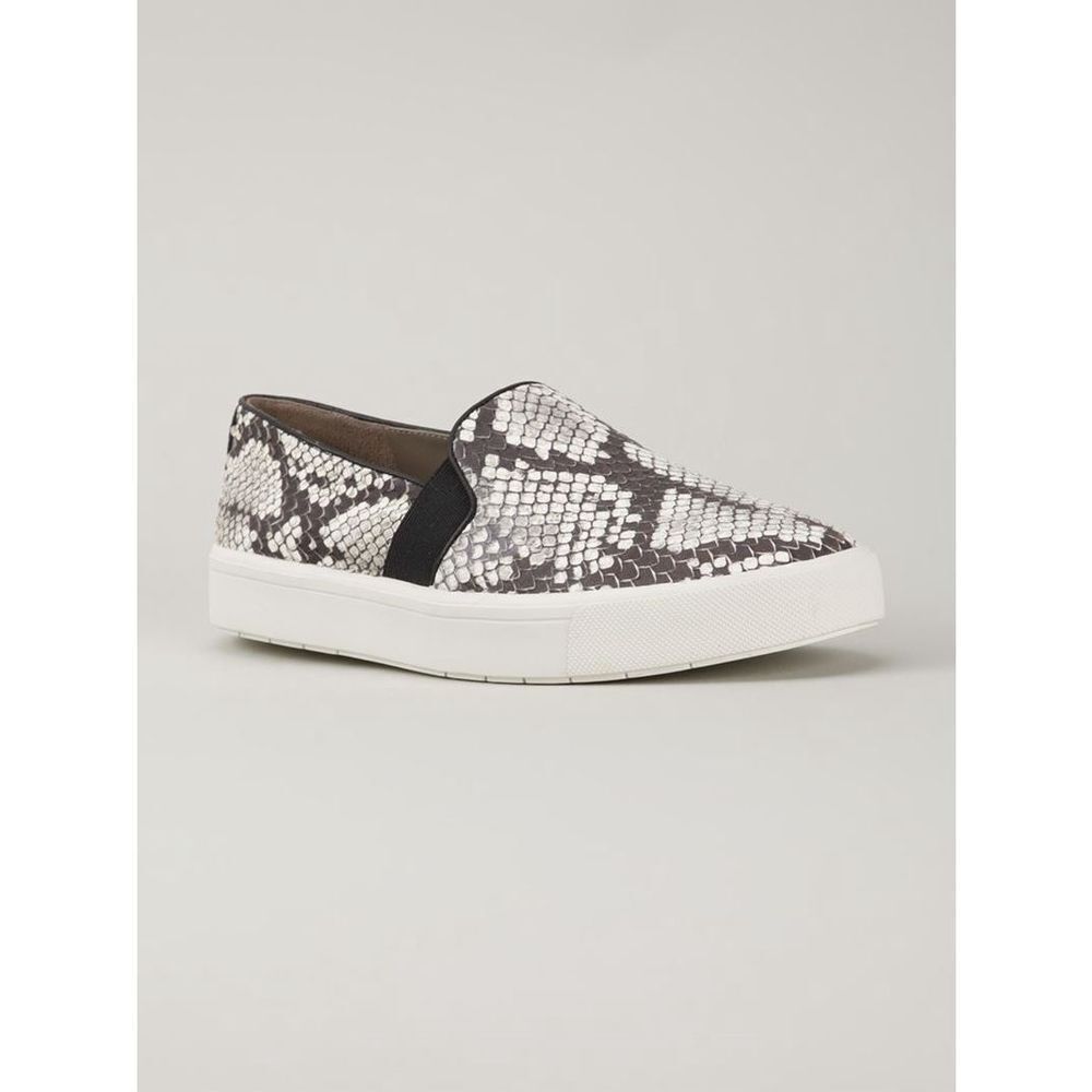 Vince Python Snake Embossed Slip On Sneakers Blac… - image 1